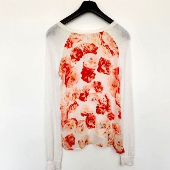 BCBGeneration Long-Sleeve Shirt with Chiffon Back Floral Prints - Picture 3 of 5
